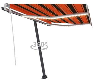 Tenda da Sole Manuale con LED 300x250 cm Arancione e Marrone