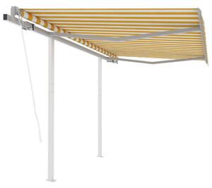 Tenda da Sole Retrattile Automatica e Pali 3x2,5m Gialla Bianca