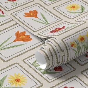 Carta da parati Illustrazioni floreali dai colori vivaci e incorniciate, Parati fiori e piante classici, a01174v1 : Uwalls.it