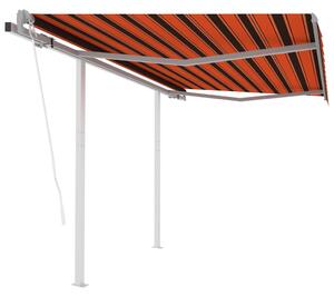 Tenda Retrattile Automatica con Pali 3,5x2,5m Arancio e Marrone