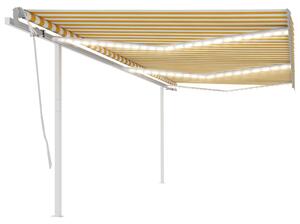 Tenda da Sole Retrattile Manuale con LED 6x3,5 m Gialla Bianca