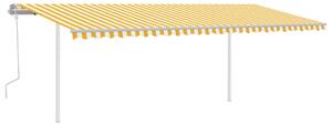 Tenda da Sole Retrattile Manuale con Pali 6x3,5 m Gialla Bianca