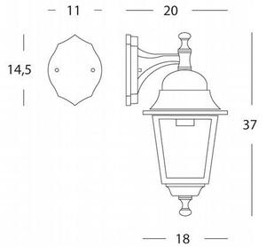 Lampada Applique In Basso Colore Nero Per Esterno Linea Mini Quadrata Sovil