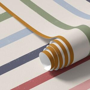 Carta da parati Strisce vivaci multicolori su sfondo chiaro, Parati geometrica classici, Parati geometrica a righe classici, a01184 : Uwalls.it