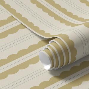 Carta da parati Strisce ondulate gialle con puntini grigio-blu, Parati geometrica classici, Parati geometrica a righe classici, a01185v4 : Uwalls.it