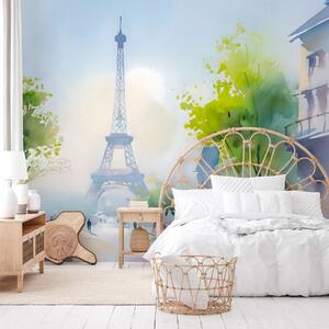 Carta da parati Parigi, un paesaggio urbano in stile acquerello à la prima, Carta da parati Città, w05566 : Uwalls.it