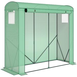 Outsunny Serra da Balcone con Porta Arrotolabile e 2 Finestre in Rete, Serra per Orto con Struttura in Acciaio e Copertura PE, 200x75x188 cm, Verde | Aosom Italy