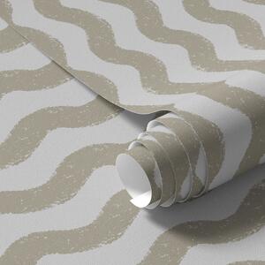 Carta da parati Motivo ondulato beige su sfondo grigio, Parati geometrica classici, Parati geometrica a righe classici, a01188v2 : Uwalls.it