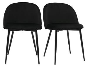 Sedie design in velluto nero e metallo nero (set di 2) CELESTE