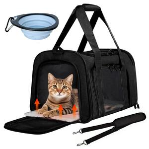 Trasportino pieghevole per gatti e cani, colore nero, dimensioni 42x27x28 cm