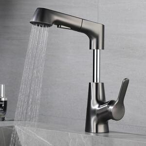 Rubinetto da cucina con collo alto - Rubinetto da cucina nero - Rubinetto da cucina estraibile - Ugello a spruzzo - Acciaio inossidabile - Rotazione a 360° - Miscelatore da cucina