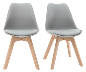 Set di 2 sedie design piede legno seduta grigia chiara PAULINE