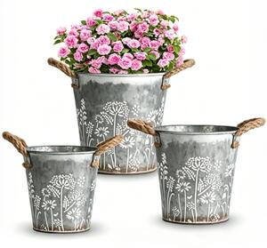 Set di 3 vasi vintage in metallo