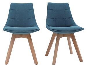 Set di 2 sedie scandinave in tessuto blu anatra MATILDE