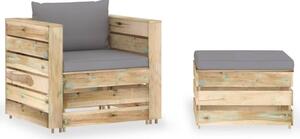 Set Salotto da Giardino 2 pz con Cuscini Legno Impregnato Verde