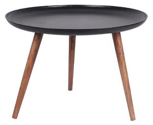 Tavolino da salotto in alluminio nero e legno di mango D75 cm LUMI