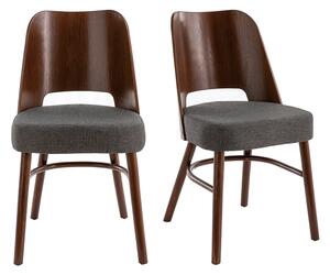 Sedie vintage legno scuro e sedile grigio scuro (set di 2) EDITO