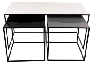 Tavolini da salotto estraibili bianco grigio e nero (set di 3) FIDO