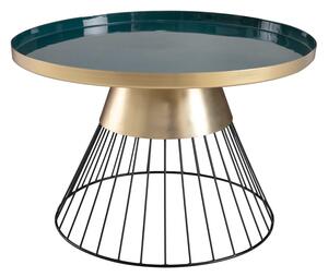 Tavolino da salotto rotondo in acciaio laccato blu petrolio e oro D55 cm SPLEEN - Miliboo e Stéphane Plaza