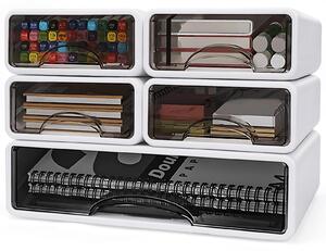 Omgoods - Set di 5 organizer impilabili per scrivania, ideali per l'ufficio e la scuola