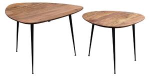 Tavolini da salotto estraibili in massello di acacia e metallo nero (set di 2) STONES