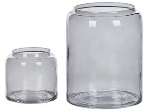 Set di 2 vasi per fiori in vetro grigio colorato trasparente decorativo accessorio per la casa in vetro Beliani