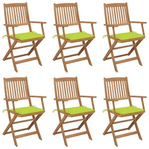Sedie da Giardino Pieghevoli 6 pz con Cuscini Massello Acacia