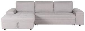 Divano angolare in tessuto grigio chiaro a forma di L con letto e contenitore dal design moderno e minimalista Beliani