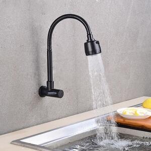 Rubinetto da cucina per acqua fredda - Acciaio inossidabile - Montaggio a parete - Tubo flessibile - Monocomando - Resistente e antiruggine - Rubinetto