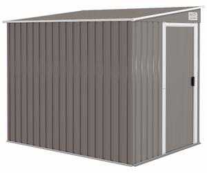 Outsunny Casetta da Giardino con Base, Porta Scorrevole e Tetto Inclinato, Capanno Attrezzi in Metallo, 1.5x2m, Grigio Chiaro | Aosom Italy