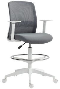 HOMCOM Sedia da Ufficio Girevole in Rete con Poggiapiedi, Supporto Lombare, Schienale e Altezza Regolabile 61,5x57,5x107-121 cm Grigio | Aosom Italy
