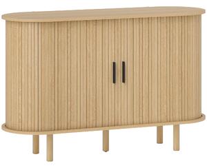 HOMCOM Credenza con Porte Tambour Scorrevoli 4 Compartimenti e Gambe in Legno 120x40x78 cm Rovere | Aosom Italy