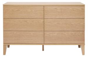 Comò 6 cassetti in legno chiaro L120 cm FREDDY