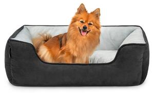 Cuccia per cani lionto - cesto reversibile 2 in 1, morbidamente imbottito e di facile manutenzione, con ingresso basso, 80x60 cm, nero/grigio