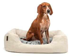 Lettino per cani lionto, accogliente letto per cani con cuscino reversibile e rimovibile, base antiscivolo, 80x60 cm, beige