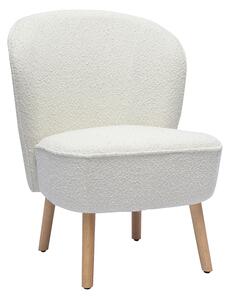 Poltrona scandinava in tessuto effetto lana bouclée bianco e legno chiaro AMANITA