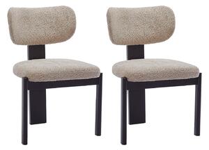 Sedia in tessuto e legno di hevea Tortora e nero - Lotto di 2 - WILANA