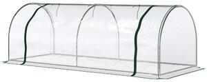 Outsunny Serra da Giardino a tunnel lungo con Porte Anteriori a Cerniera e 4 cinghie angolari, in Acciaio e PVC, 250x100x80 cm, Verde Scuro|Aosom Italy
