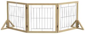 PawHut Cancellino per Cani Pieghevole con 3 Pannelli e Piedini Triangolari, 210x70 cm, Legno Naturale | Aosom Italy