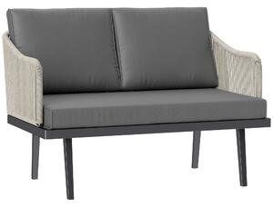Outsunny Divano da giardino 2 posti con cuscini in rattan, telaio in acciaio 110 x 70 x 72 cm Grigio scuro | Aosom Italy