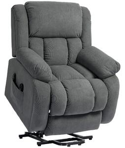Poltrona Alzapersona Massaggiante e Reclinabile 93x104x105 cm con Telecomando in Tessuto Effetto Velluto Grigio