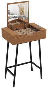 HOMCOM Tavolo Trucco con Specchio Ribaltabile e 16 Scomparti Stile Industriale, Legno e Acciaio, 60x40x90 cm | Aosom Italy