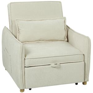 HOMCOM Poltrona-letto 3 in 1 con cuscino lombare, Bianco Crema | Aosom Italy
