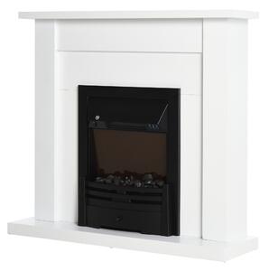 HOMCOM Camino Elettrico con Effetto Fiamma a 5 livelli e Telecomando, 1000W e 2000W, vetro temperato, 102x30x95cm, bianco | Aosom Italy