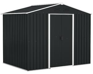 Outsunny Casetta da Giardino con 2 Porte Scorrevoli e 4 Prese d'Aria, Capanno porta attrezzi in Acciaio, 236x174x190cm, Grigio | Aosom Italy