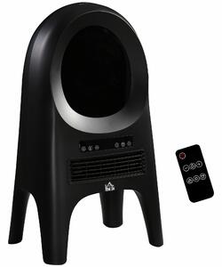 HOMCOM Camino Elettrico1800W da Terra con Effetto Fiamma e Telecomando, Temperatura Regolabile, 39x26x54.8cm, Nero | Aosom Italy