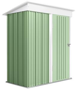 Outsunny Casetta da Giardino con Porta Bloccabile e 2 ripiani regolabili, Porta Attrezzi in Acciaio, 161x95x163/181cm, Verde | Aosom Italy