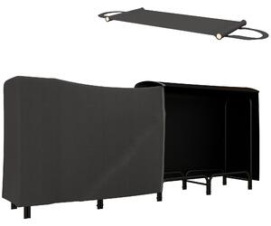 Outsunny Portalegna da Interno ed Esterno in Metallo con Telo Porta Legna e Copertura, 240x36x99cm, Nero