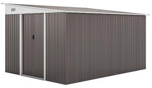 Outsunny Casetta da Giardino con Doppia Porta Scorrevole, Capanno Porta Attrezzi in Acciaio, 345x280.5x169-201cm, Grigio | Aosom Italy
