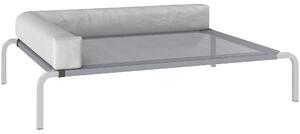 PawHut Lettino per Cani Rialzato di 20 cm con Cuscino a L, in Poliestere e Acciaio, 110x75x30 cm, Grigio e Argento | Aosom Italy
